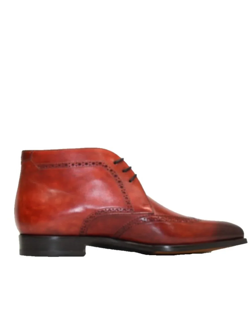 New! Magnanni Leather Brogue Wingtip Chukka 8 US Seleccion Red 19888 DD543 41